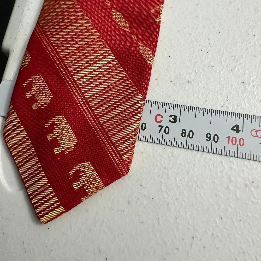 Bo Ties Mens Woven Thai Silk Elephant Pattern Necktie Narrow Folk Art Maximalist
